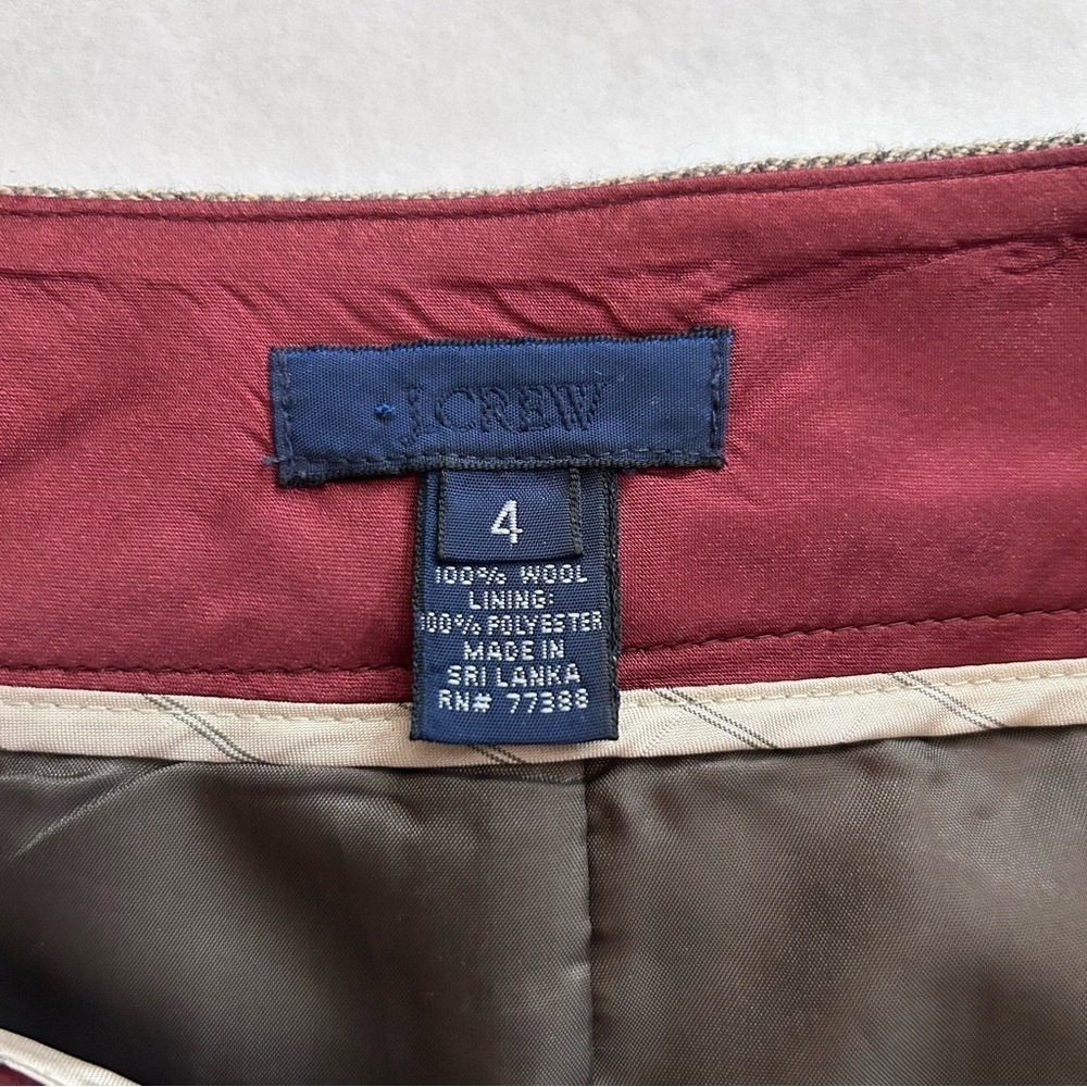 J. Crew Wool Herringbone A-Line‎ Skirt Brown Size 4 Front Pleat Dark Academia - Picture 2 of 5